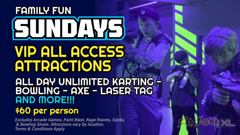 arting unlimited attractions zap zone xl laser tag bumper cars trampoline park mini-gof